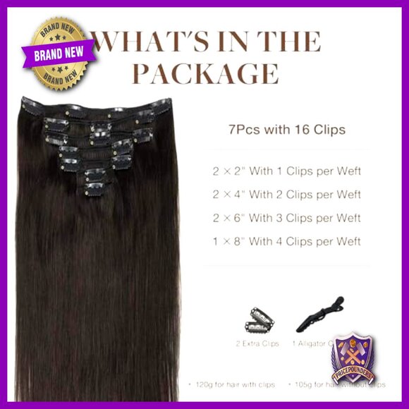 18 Inch Clip-In Human Hair Extensions 120g 7 Pieces Smooth Heat Stylable main image 4